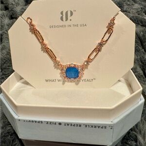 Rose Gold Necklace with Bright Blue Center Stone by BP